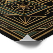 Art Deco Celestial Sun & Moon Poster | Gold Geomet (Ecke)