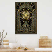 Art Deco Celestial Sun & Moon Poster | Gold Geomet (Küche)