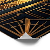 Art Deco Celtic Tree of Life Pyramid Gold Teal Poster (Ecke)