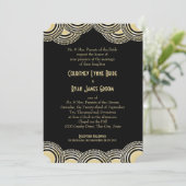 Art Deco Center Bühne Gold und Black Wedding Einladung (Stehend Vorderseite)
