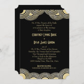 Art Deco Center Bühne Gold und Black Wedding Einladung (Vorne/Hinten)