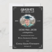 Art Deco Chalkboard Abschluss Ankündigung (Rückseite)