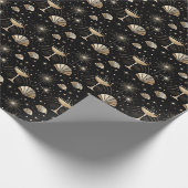 Art Deco Champagne Constellations Night Pattern Geschenkpapier (Ecke)