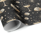 Art Deco Champagne Constellations Night Pattern Geschenkpapier (Rolleneckpunkt)