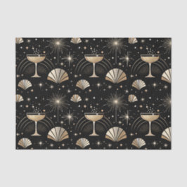 Art Deco Champagne Constellations Night Pattern Seidenpapier