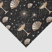 Art Deco Champagne Constellations Night Pattern Seidenpapier (Ausschnitt)