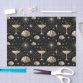 Art Deco Champagne Constellations Night Pattern Seidenpapier (Handwerk)