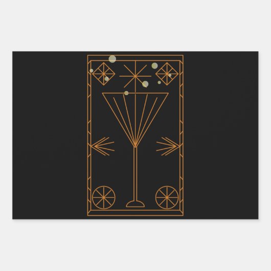 Art Deco Champagne Geschenkpapier Set (Vorderseite 3)