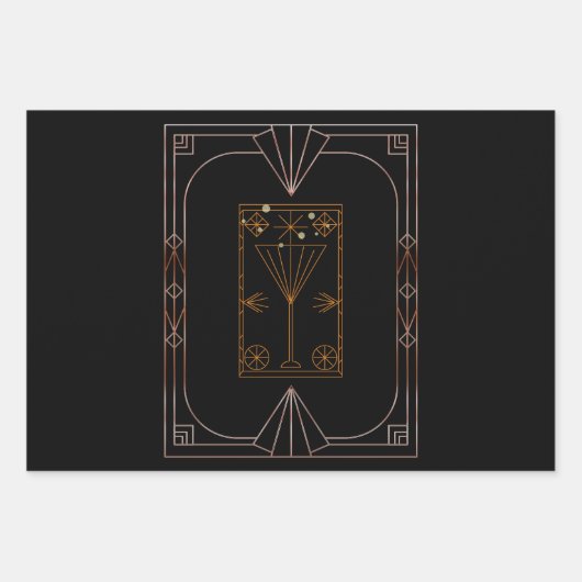 Art Deco Champagne Geschenkpapier Set (Vorderseite 2)