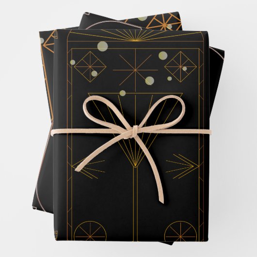 Art Deco Champagne Geschenkpapier Set (Beispiel)