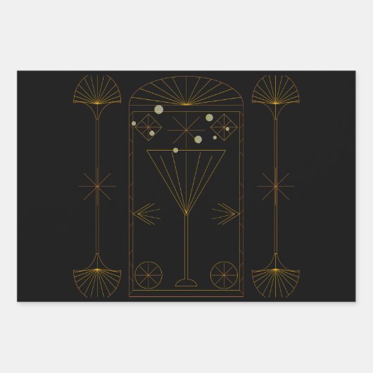 Art Deco Champagne Geschenkpapier Set (Vorderseite)