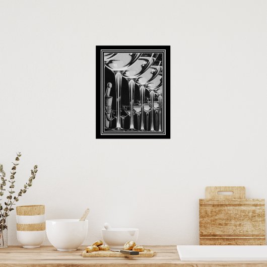 Art Deco Champagne Glass Print 16x20 Poster (Küche)
