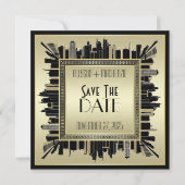 Art Deco Champagne Gold Gatsby Glam Einladung (Vorderseite)