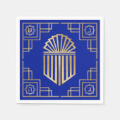 Art Deco Chanukkah Blau und Gold Design Serviette (Vorderseite)