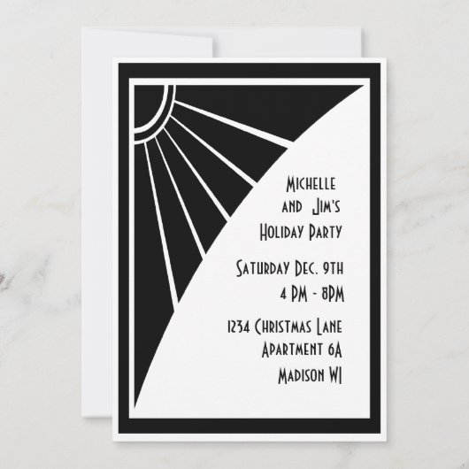 Art Deco Chic Black and White Open House Custom Einladung (Rückseite)