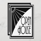 Art Deco Chic Black and White Open House Custom Einladung (Vorne/Hinten)