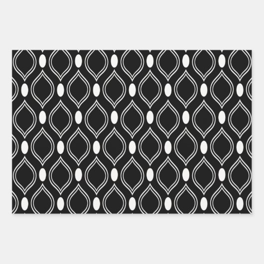 Art Deco Chic Pearls Black Burgundy Geschenkpapier Set (Vorderseite)