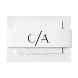 Art Deco Chic Schwarz-weiß Monogram Wedding Einladungsbanderole