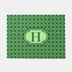 Art Deco Chinese Fret, Dark Jade Green Fußmatte
