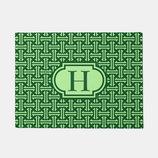 Art Deco Chinese Fret, Dark Jade Green Fußmatte (Vorderseite)