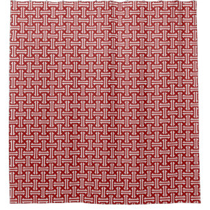 Art Deco Chinese Fret, Dunkelrot und Weiß Duschvorhang