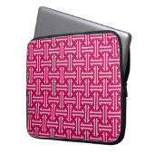 Art Deco Chinese Fret, Fuchsia Pink Laptopschutzhülle (Vorderseite Links)