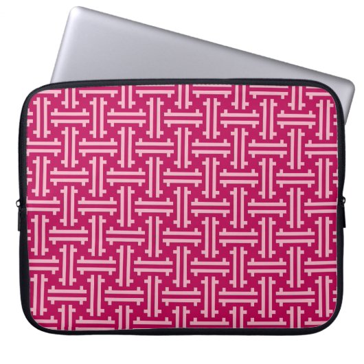 Art Deco Chinese Fret, Fuchsia Pink Laptopschutzhülle (Vorderseite)