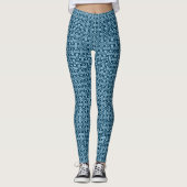Art Deco Chinese Fret, Indigo und Sky Blue Leggings (Vorderseite)