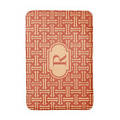 Art Deco Chinese Fret, Mandarin Orange Badematte (Vorderseite Vertikal)