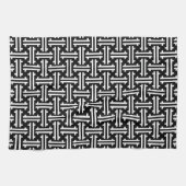 Art Deco Chinesisch Fret, Schwarz und Weiß Geschirrtuch (Horizontal)