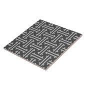 Art Deco Chinesisches Fret, Silber und Grau Fliese (Seite)