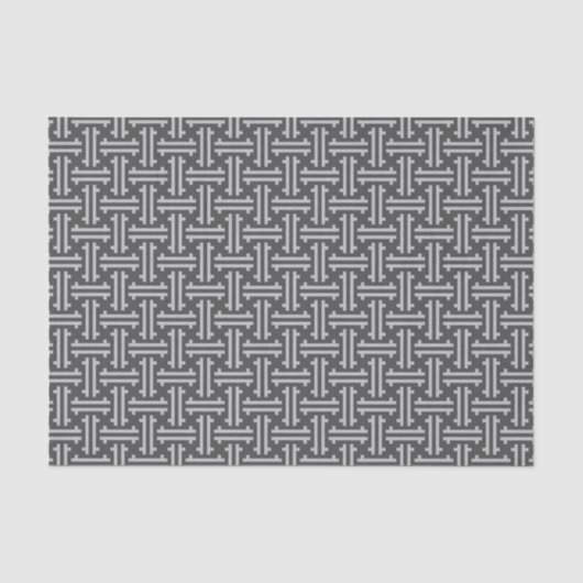 Art Deco Chinesisches Fret, Silber und Grau Seidenpapier (Vorderseite)