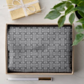 Art Deco Chinesisches Fret, Silber und Grau Seidenpapier (Geschenk)