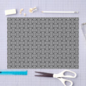 Art Deco Chinesisches Fret, Silber und Grau Seidenpapier (Handwerk)