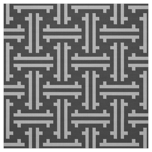 Art Deco Chinesisches Fret, Silber und Grau Stoff (Muster)
