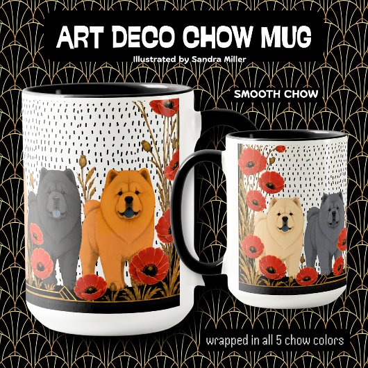 ART DECO CHOWS glatt  Tasse
