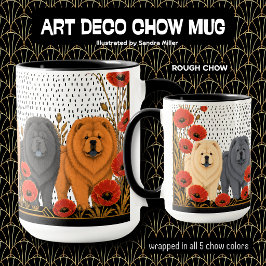 ART DECO CHOWS rau  Tasse