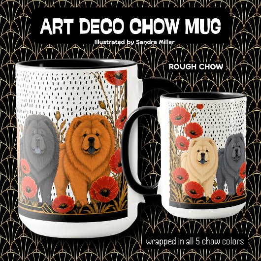 ART DECO CHOWS rau  Tasse