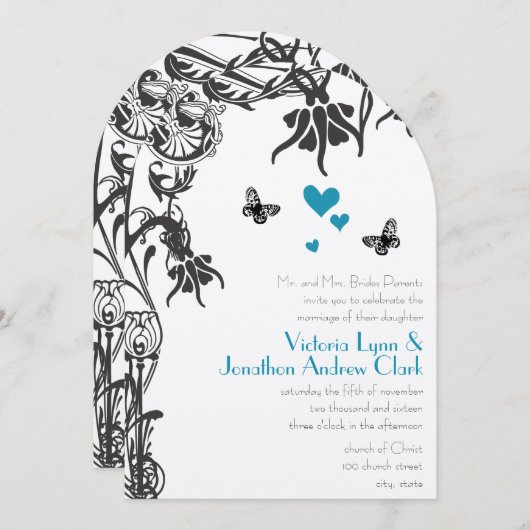 Art Deco Christliche Blumenzehen Einladung (Vorne/Hinten)