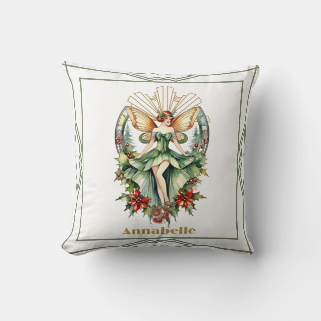 Art Deco Christmas Fairy Kissen (Vorderseite)