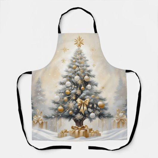 Art Deco Christmas Luxurious Gold Bows and Gifts Schürze (Vorderseite)