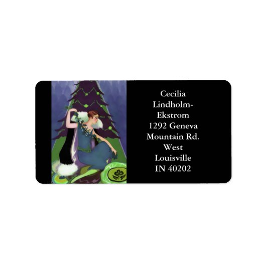 ART DECO CHRISTMAS, PASCALINE, Blau, Grün, Lila Adressaufkleber (Vorne)