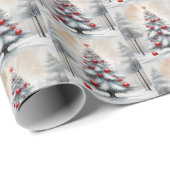 Art Deco Christmas Red Ornaments Winter Geschenkpapier (Rolleneckpunkt)