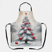 Art Deco Christmas Red Ornaments Winter Schürze (Vorderseite)