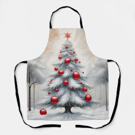 Art Deco Christmas Red Ornaments Winter Schürze