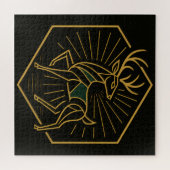 Art Deco Christmas Reindeer Square Jigsaw Puzzle (Horizontal)