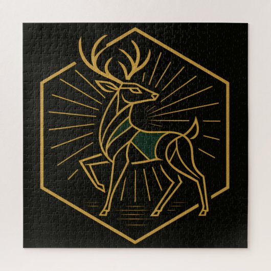 Art Deco Christmas Reindeer Square Jigsaw Puzzle (Vertikal)