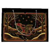 Art Deco Christmas Sleigh Gift Bag Große Geschenktüte (Rückseite)