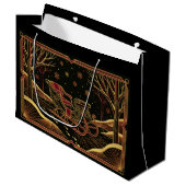 Art Deco Christmas Sleigh Gift Bag Große Geschenktüte (Vorderseite Schrägansicht)