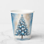 Art Deco Christmas Tree Blue Luxuriöse Ornamente Pappbecher (Rückseite)